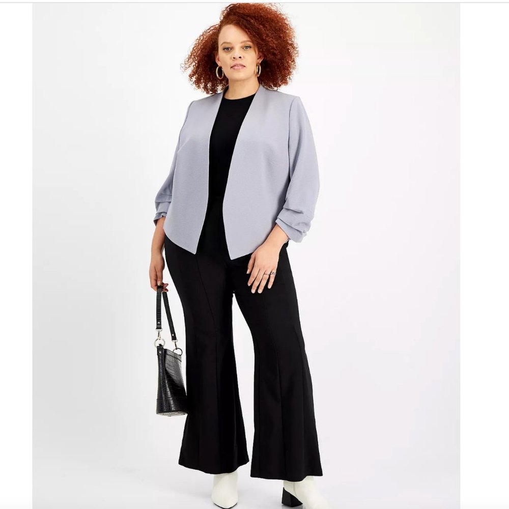 NWT Bar III Plus Size Scrunched-Sleeve Open-Front Jacket 1X